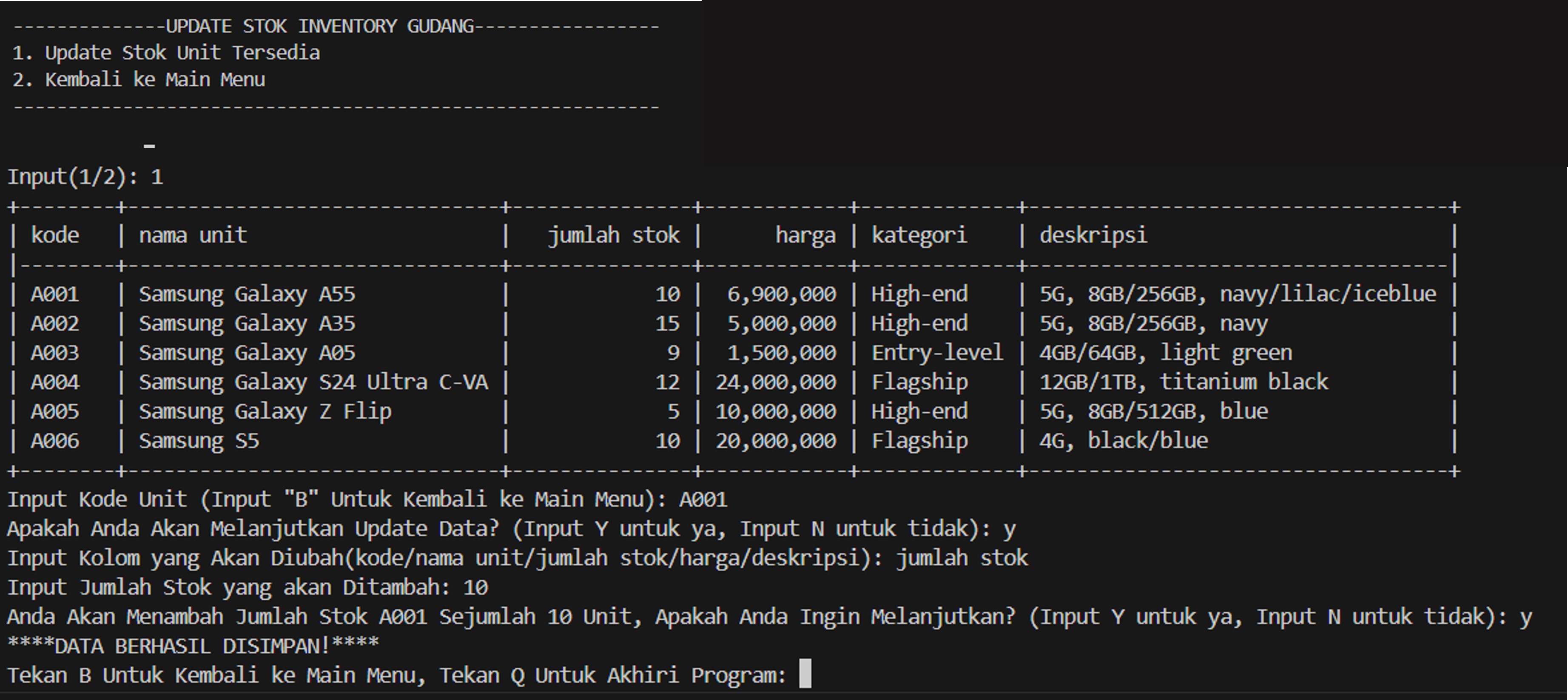 Smartphone Inventory System - Another View